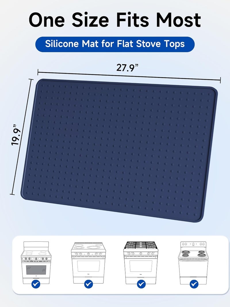 Bampanda Silicone Stove Top Cover for Electric Stove, Glass Stove Top Protector, Stovetop Cover Mat for Cooktop, Flat Range Cover, Oven Top Protector, Coffee Bar Mat, 28 x 20 in, Smokey Blue - Image 3